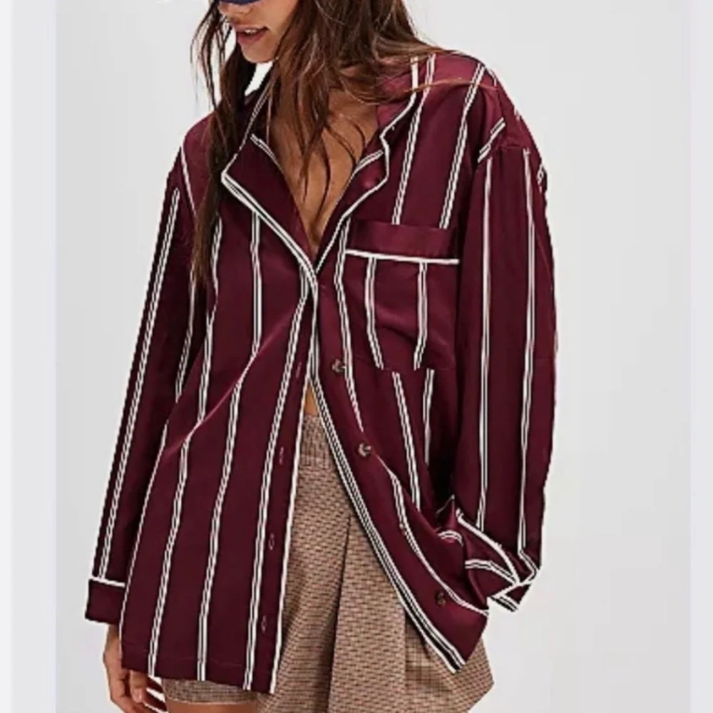 Free People We The Free Rorie Shirt Mahogany - Picture 2 of 5